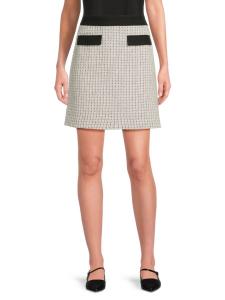 Контрастная твидовая мини-юбка Karl Lagerfeld Paris, черный мульти