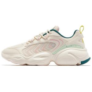 Кроссовки женские толстые низкие ванильно-желтый/лаймово-зеленый Qiaodan