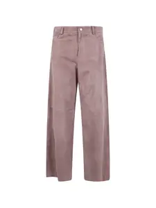 Прямые кожаные брюки с карманами 'S Max Mara, коричневый