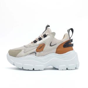 Singing Дышащие легкие низкие массивные кроссовки, увеличивающие рост, унисекс, бежево-коричневые