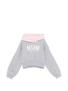 Худи с логотипом Msgm Kids, серый