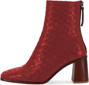 Женские ботильоны YDN с закрытым квадратным носком, плетеные, на щиколотке, с устойчивым высоким каблуком, молния сзади, зимние и осенние, повседневные, для прогулок и свиданий, размеры US 4-16, Red