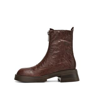 BOERDIQI Женские замшевые ботинки на каблуке 4,5 см с меховой подкладкой коричневые, цвет Brown Fleece-Lined