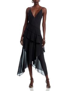 Платье миди с ярусами Sunniva L'AGENCE, черный