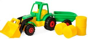 Большой трактор с прицепом для тюков сена DP Domino