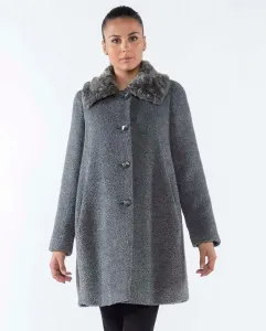 Женское пальто с шаровидным силуэтом и воротником с эффектом меха Fsh, серый