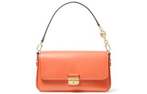 MICHAEL KORS Кожаная сумка сумка-багет через плечо малого размера для женщин оранжево-красного цвета