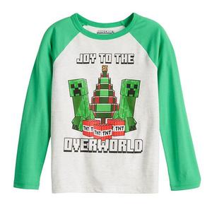 Футболка с длинным рукавом для мальчиков 4-12 лет minecraft joy to the overworld Jumping Beans