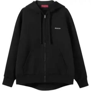 Хлопковый худи на молнии GUCCI, черный