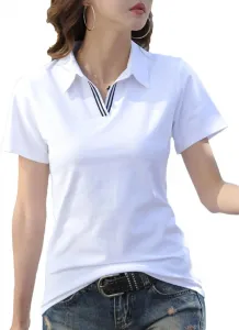 Женская мягкая дышащая поло с V-образным вырезом