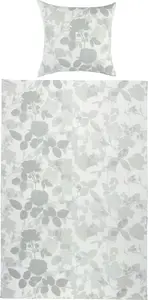 Постельное белье , светло-серое с белым, 1 комплект 155x240 см + 1 комплект 80x80 см Erwin Müller