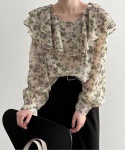 aimoha -select-/(W) Блузка с цветочным принтом и воротником-рюшами