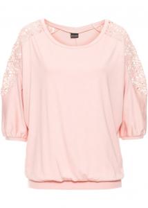 Рубашка оверсайз с кружевом Bodyflirt, розовый