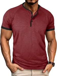 Мужская футболка Henley с коротким рукавом, S-2XL WENKOMG1