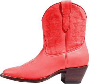 Стильные женские ковбойские сапоги - ручная работа из кожи с модным массивным каблуком для трендового вестерн-образа WINDBXYB, Red