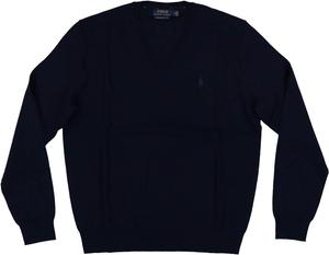 Ralph Lauren Polo мужской вязаный свитер с V-образным вырезом из моющейся шерсти мериноса, Hunter Navy