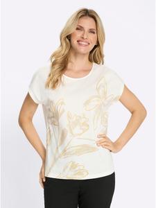 Рубашка с круглым вырезом цвета экрю с песочным принтом Sieh an!