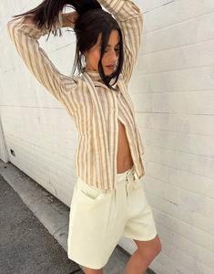 Джинсовые шорты Labelrail x Barbara Ines со свободными швами кремового цвета