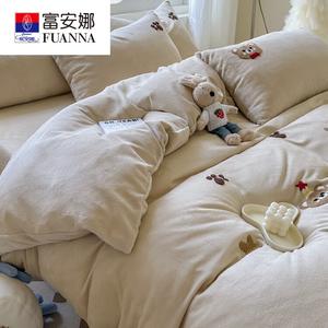 Fuanna Пододеяльник 180х220 см, велюр, цвет Bear Party - Beige