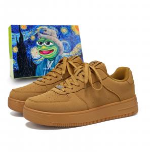 Низкие скейтбордистские кроссовки унисекс Pepe The Frog, camel
