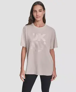 Женская туника с коротким рукавом оверсайз Dkny, загар/бежевый