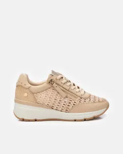 Женские кожаные кеды на шнуровке Carmela, бежевый