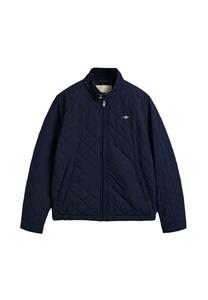 Мужская стеганая куртка - СТЁГНАЯ ВЕТРОВКА, молния, воротник-стойка, логотип GANT, синий