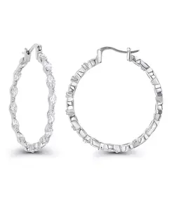 Серьги-Кольца из 14-каратного розового золота с фианитами огранки «маркиз» (также из 14-каратного золота по серебру или 14-каратного розового золота по серебру) Macy'S, white