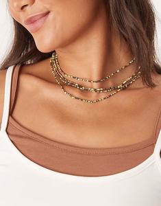 Многорядное ожерелье с зелеными и коричневыми бусинами Asos Design