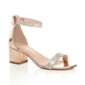 Босоножки на среднем каблуке с ремешком на щиколотке AJVANI, розовое золото