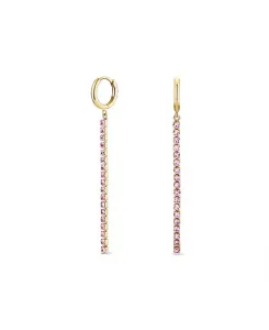 Теннисные серьги из нержавеющей стали с покрытием из 14-каратного желтого золота Rosefield, pink