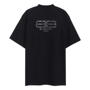 Футболка Balenciaga BB Paris Strass T-shirt Medium Fit 'Black Faded', черный