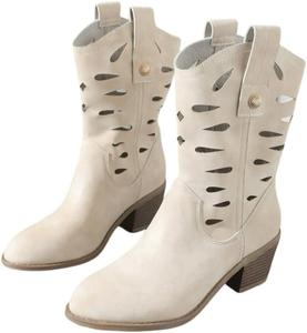 Женские ковбойские и ковбойскиe ботинки с острым носком, короткие западные ботильоны ZJWBB, White