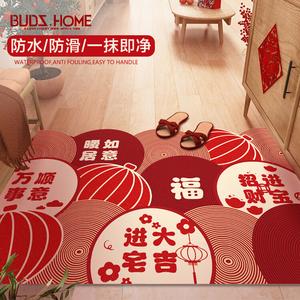 Budis Ковер 90х120 см для прихожей в стиле китайского нового года, водонепроницаемый, нескользящий, моющийся, нарезной