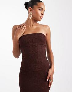 Кружевной корсет-бандо Wanderdoll Lacie с закругленным подолом, цвет эспрессо