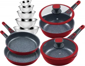 Набор сковород King Moonscape с комплектом мисок, красный