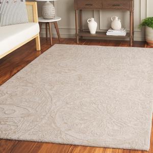 Ковер SAFAVIEH, 183 x 275 см,  Abstract Collection, бежевый и айвори, геометрический рисунок, ручная работа из шерсти и вискозы, идеально для гостиной, спальни, столовой (ABT612B-6)