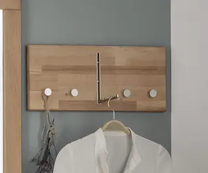 Вешалка для крючков для дома "Dura", изготовлена ​​из массива древесины, сертифицированного FSC, ширина 50 или 80 см Home affaire 80х22х4,6 см, цвет Buche