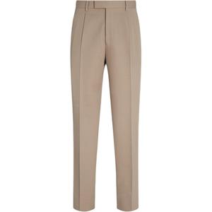 Брюки Zegna из хлопка и шерсти со складками Ermenegildo Zegna, Light Taupe