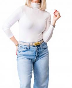 CLOSED Белая блузка с высоким воротником и длинными рукавами