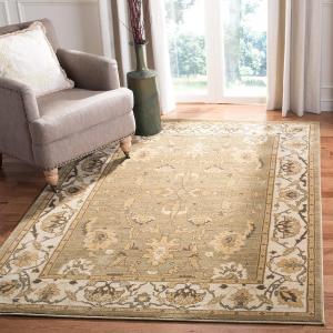 Ковер SAFAVIEH, 122 x 171 см, Heirloom Collection, Green & Creme, традиционный дизайн, не линяет и прост в уходе, идеален для помещений с высокой проходимостью: прихожая, гостиная, спальня (HLM1666-5211)