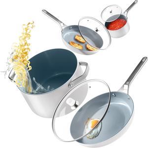 Набор керамической посуды Greater Goods Chef's Grade с антипригарным покрытием, 12 предметов, кремовый