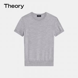 Свитер женский Theory с круглым вырезом и короткими рукавами, темно-синий