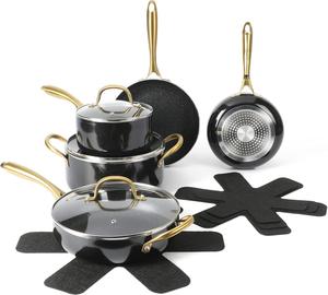 Набор посуды для приготовления Gibson Home из алюминия, 12 предметов, черно-золотой