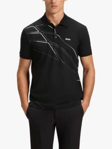 BOSS поло с геометрическим принтом из хлопковой смеси HUGO BOSS, Black