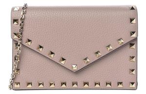 Valentino Кожаный конверт через плечо мини клатч женский розовый