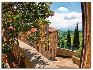 Картина на холсте Artland Rosen auf Balkon Toskana, 80x60x2 см, зеленый