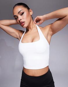 Майка-халтер с внутренним бюстгальтером 4505 Белого цвета