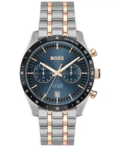Мужские часы Tourmaster Quartz Multifunction Stainless Steel Ionic Plated Carnation Gold Steel Watch, 41mm Hugo Boss