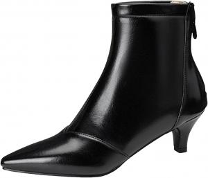 Женские ботильоны IWIHMIV с острым носком, шпилькой и низким каблуком, короткие ботинки, осенние, сексуальные, удобные, с застежкой-молнией сзади, Black